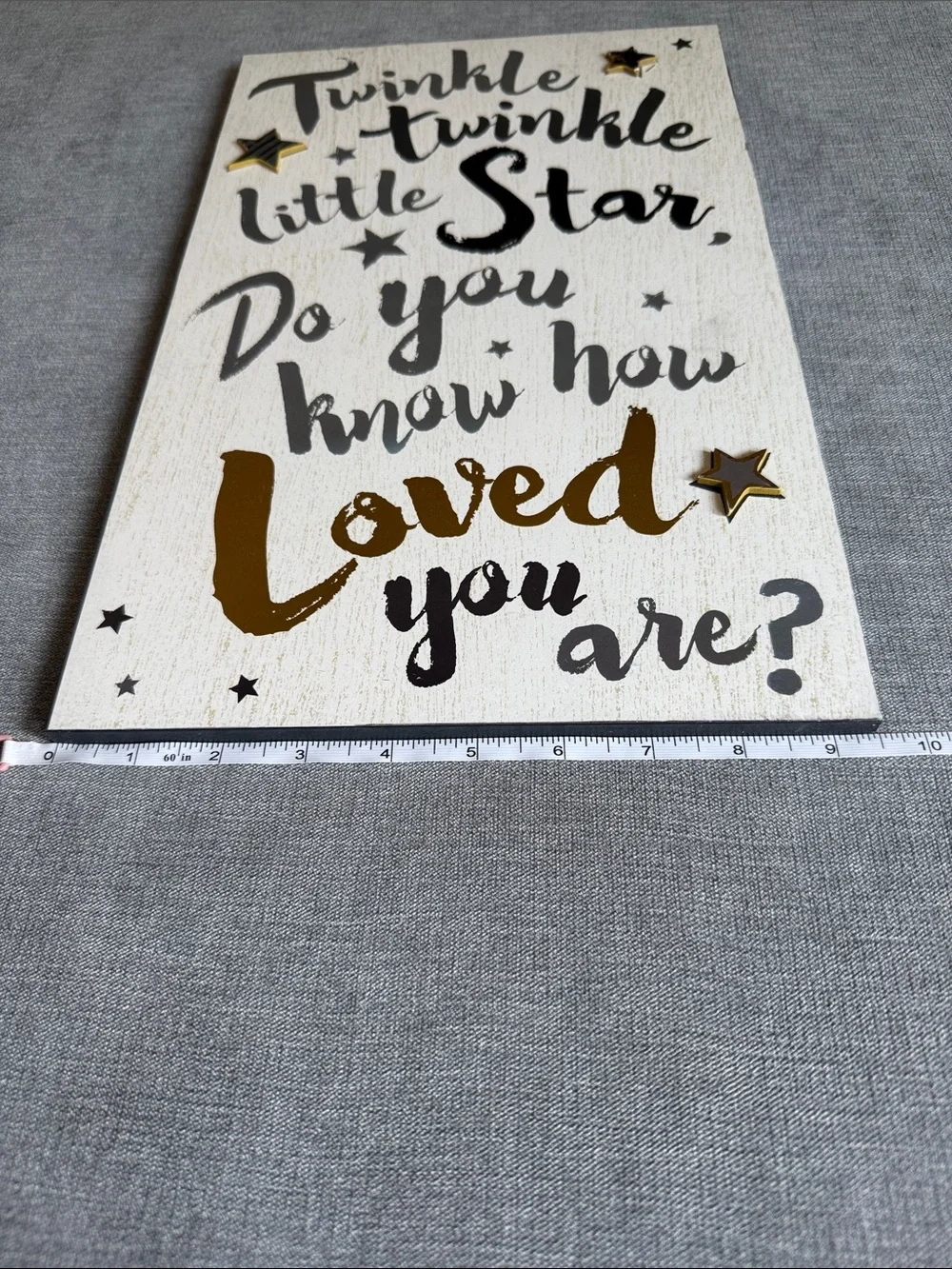 Twinkle Little Star Gold & Gray Wall Sign Art   - Nursery Wall Decor